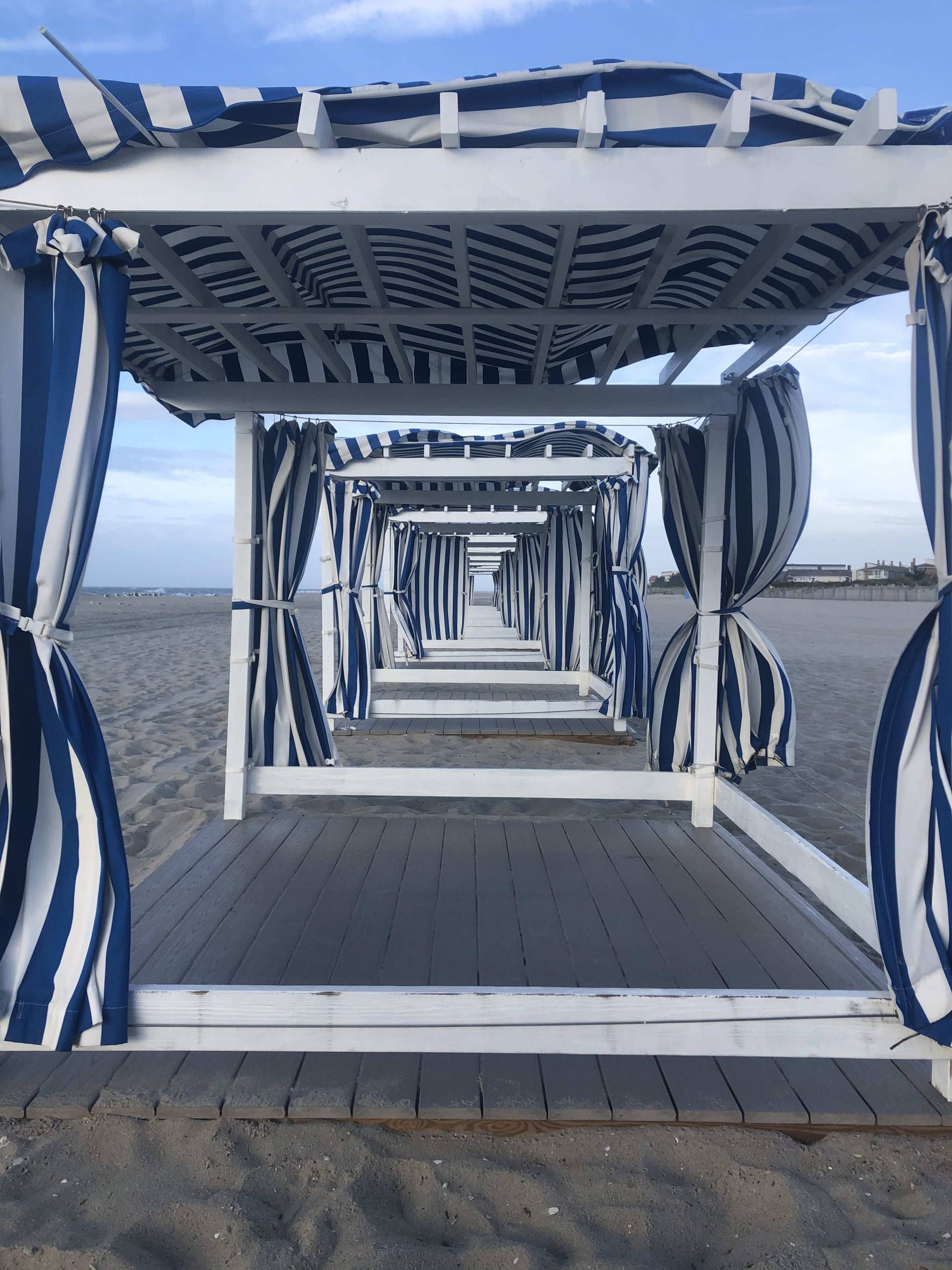 empty beach cabanas