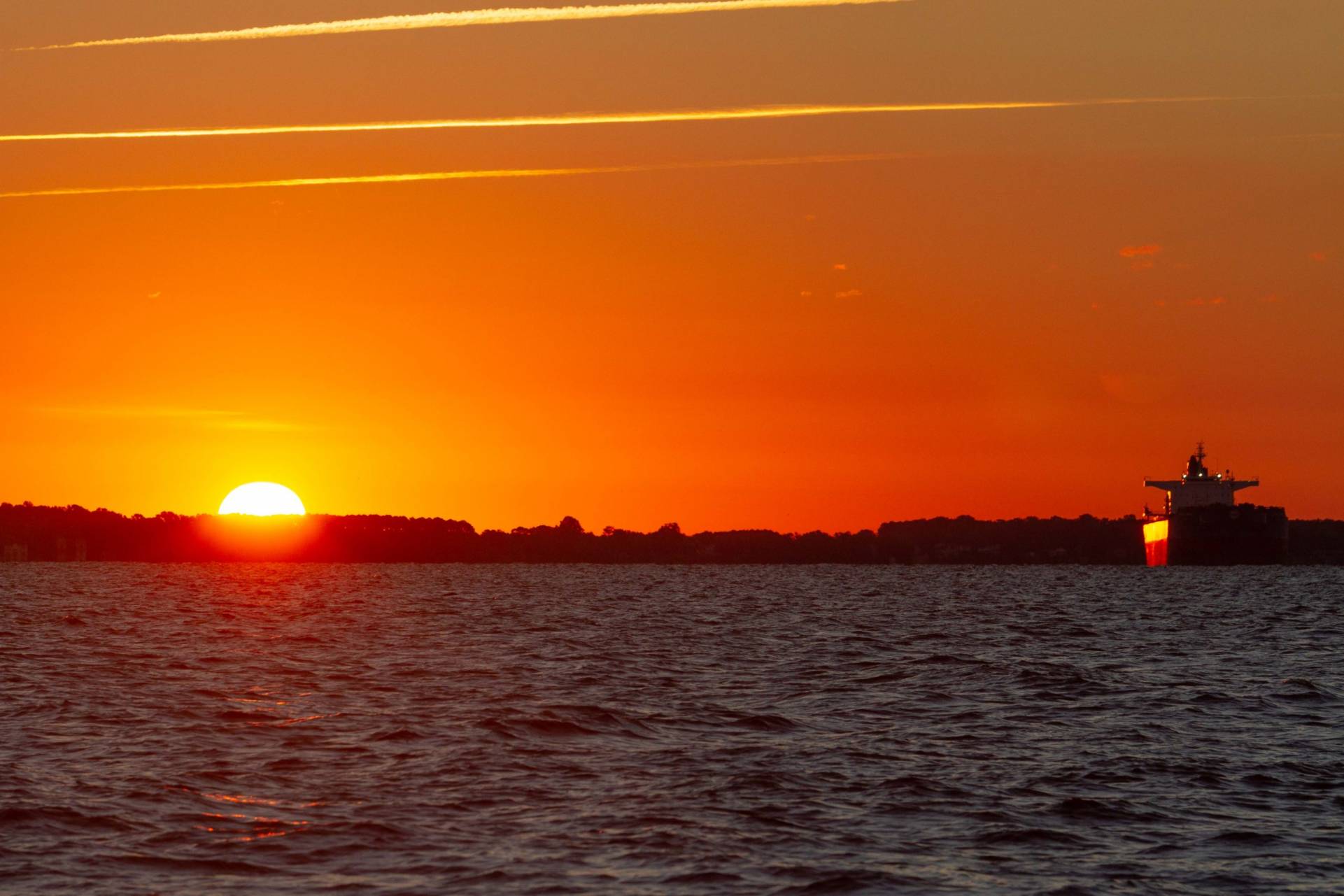 tanker at sunrise