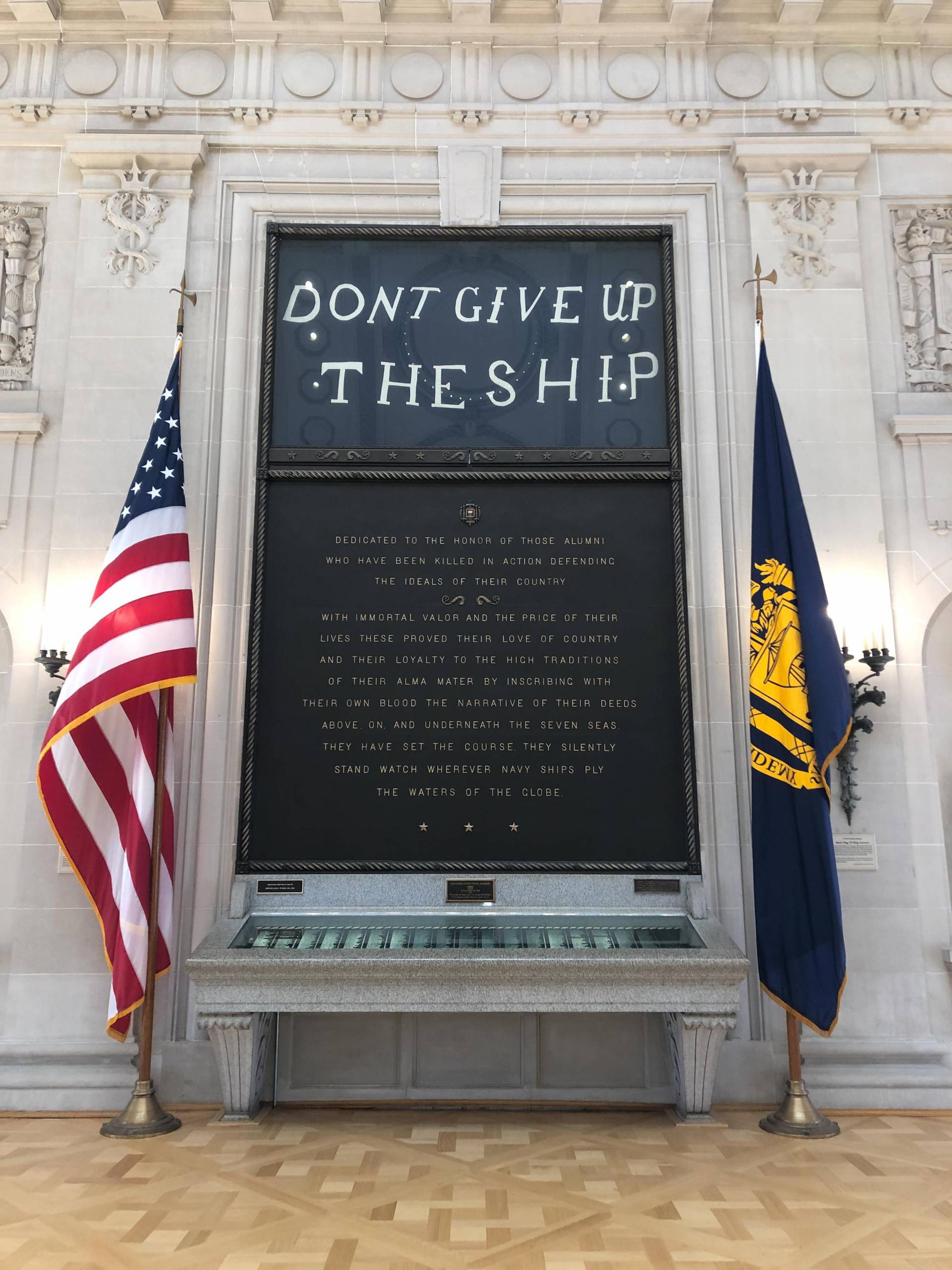 Memorial Hall US Naval Academy don't give up the ship